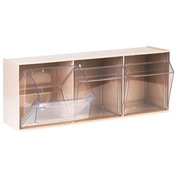 Spritzen- und Kanülenspender, mit 3 Schütten hellblau mit grauen Griffen